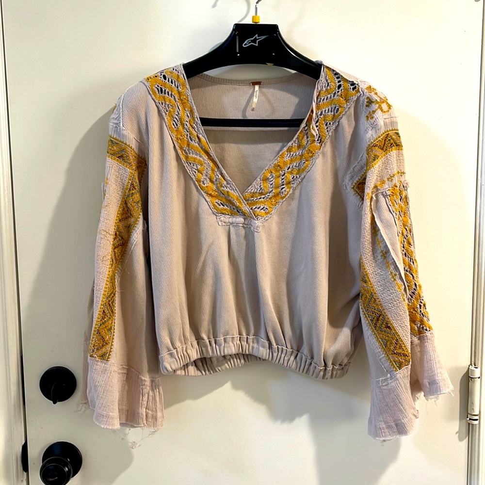 Free People Long Sleeve Crop Top